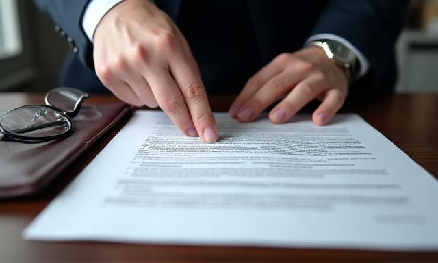 Legal professional reviewing complex technical documents
